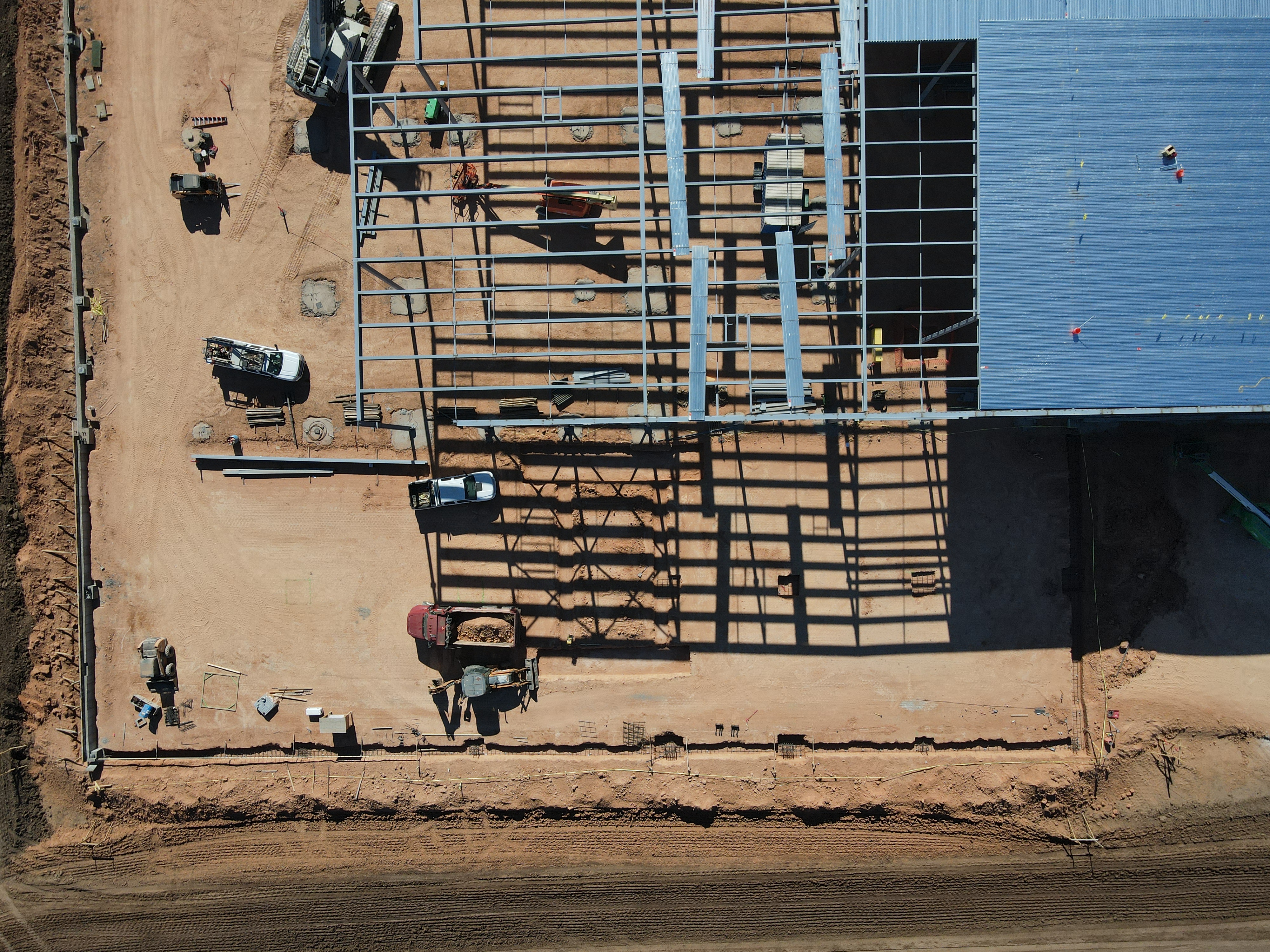 Roofing and steel — top view